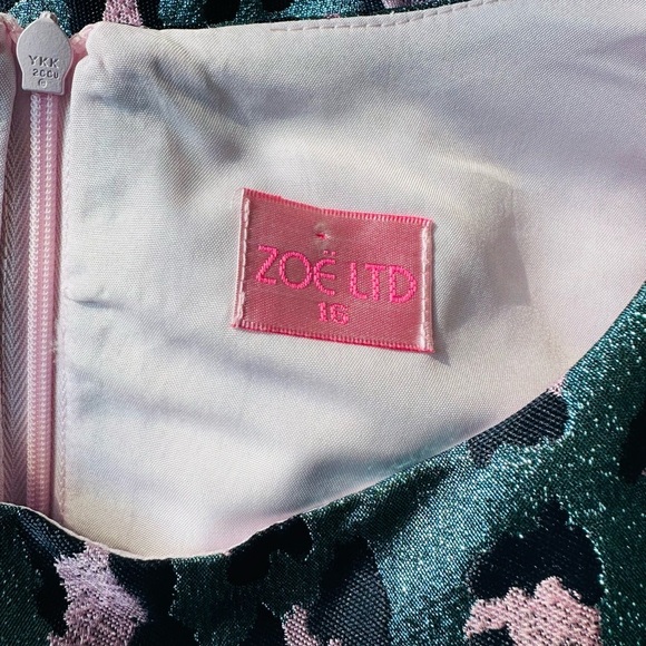 ZOE LTD Jacquard Turquoise METALLIC Leopard Print Girls Cheetah Dress New sz 16 - Picture 8 of 8